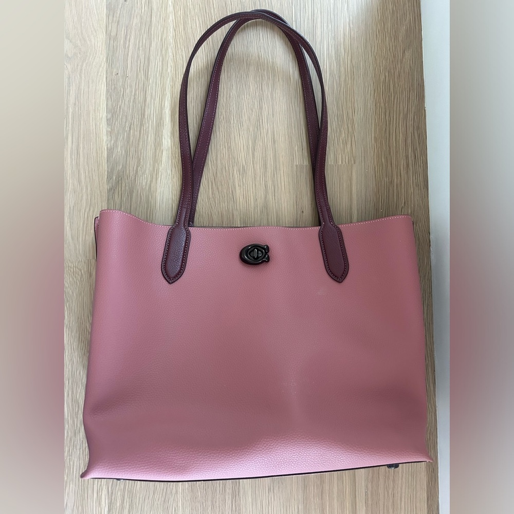 Coach Willow Tote In Colorblock - Signature Canvas Leather Pink Bag